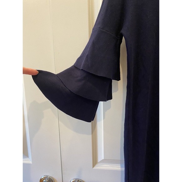Lulus Everyday Extravagance Navy Blue Flounce‎ Sleeve Sweater Dress Size Small - Picture 4 of 9